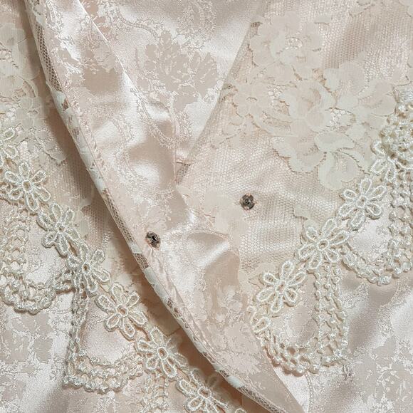 Vintage Scott McClintock Jacquard Lace Pleated Dress Shiny Pink Sz 10 Romance - Picture 13 of 15